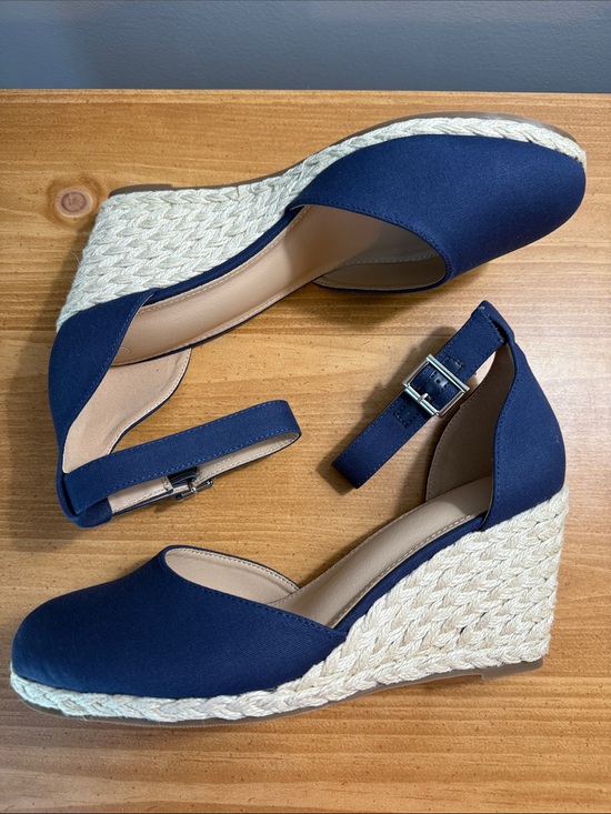 Amazon Shoes - Womens Navy Espadrille Wedge Sandals with Ankle Strap